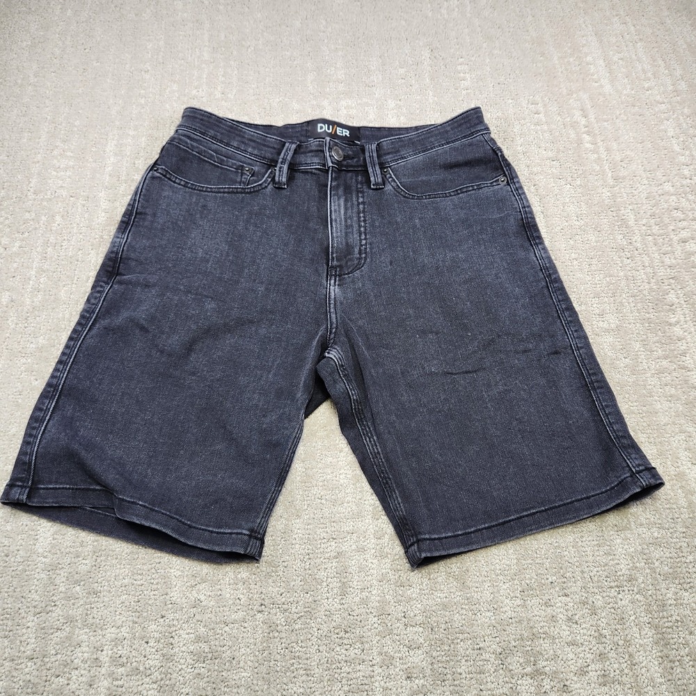 Duer Shorts Men 31 10" Stretch Denim L2X Athletic Fit Black Jorts Coolmax
